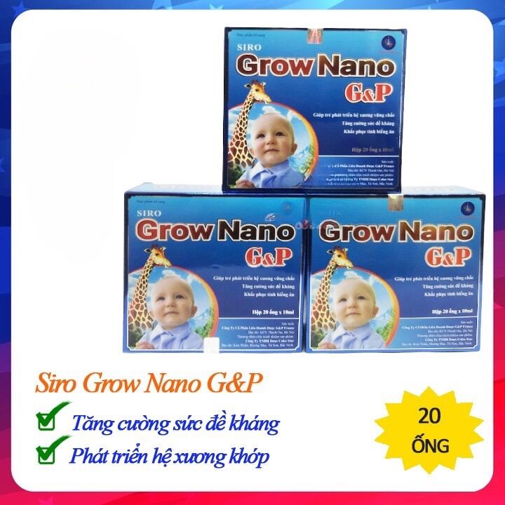 Siro Grow Nano GP giúp trẻ phát triển hệ xương vững chắc, tăng sức đề kháng, khắc phục biếng ăn