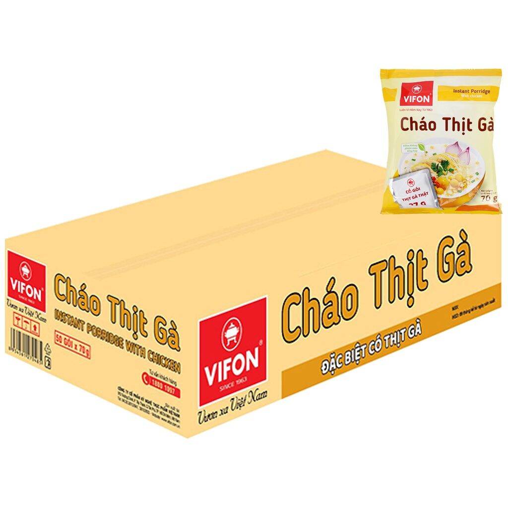 Cháo Vifon Có Thịt Thật ( 1 Thùng × 50 Gói × 70 Gram )