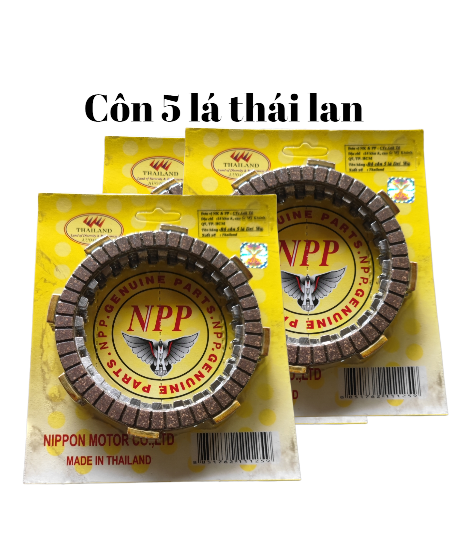 Bộ côn 5 lá nhập khẩu thái lan kèm lá sắt bao mạnh bền lắp ráp như zin bảo hành 12 tháng Giá 102,900 Đồng*Miễn phí vận chuyển