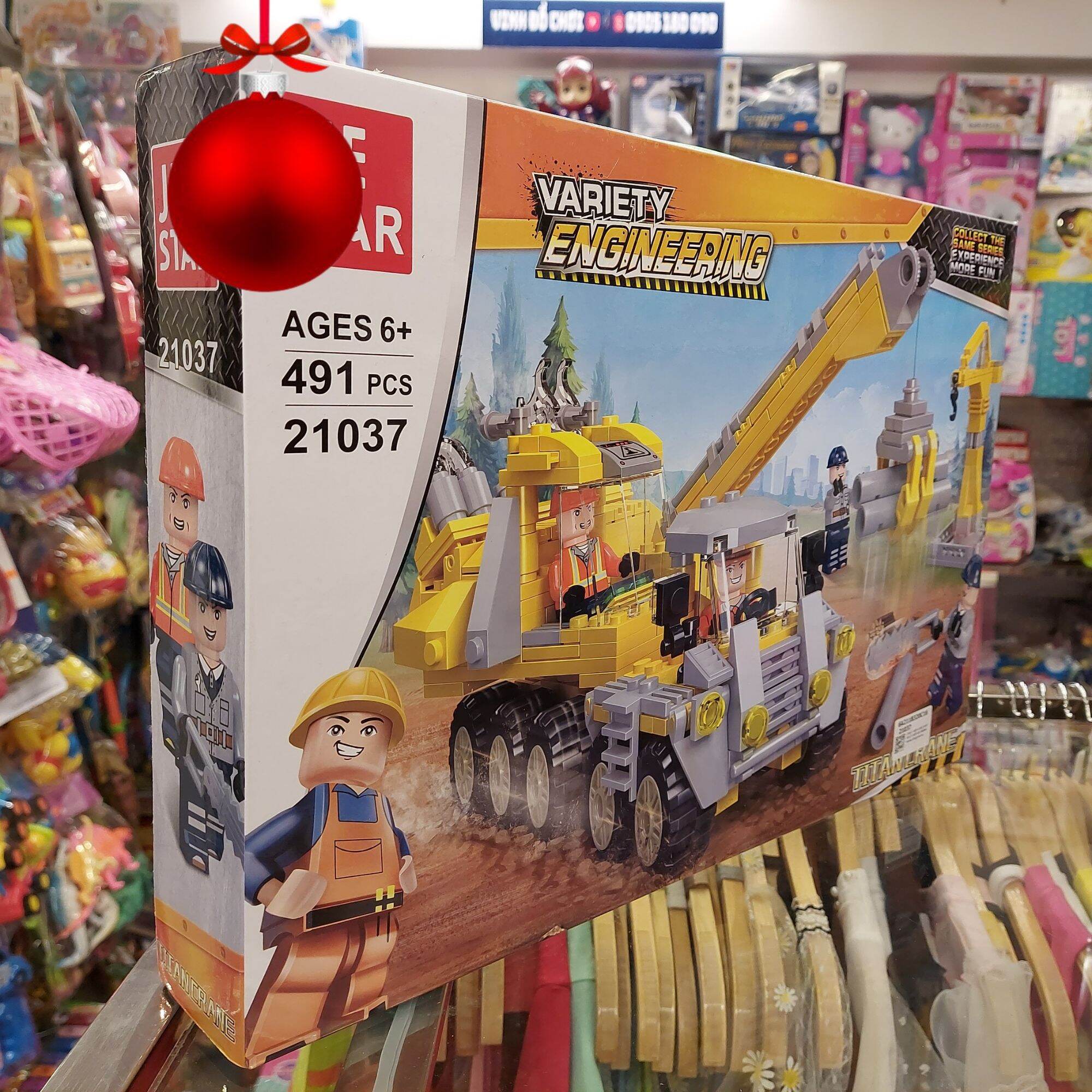 [2 Mẫu] ĐỒ CHƠI LẮP RÁP LEGO XE CẨU CÔNG TRÌNH