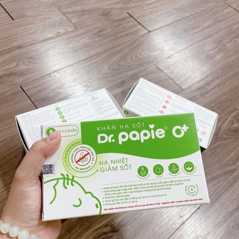 KHĂN LAU HẠ SỐT dr papie cho bé từ 0+