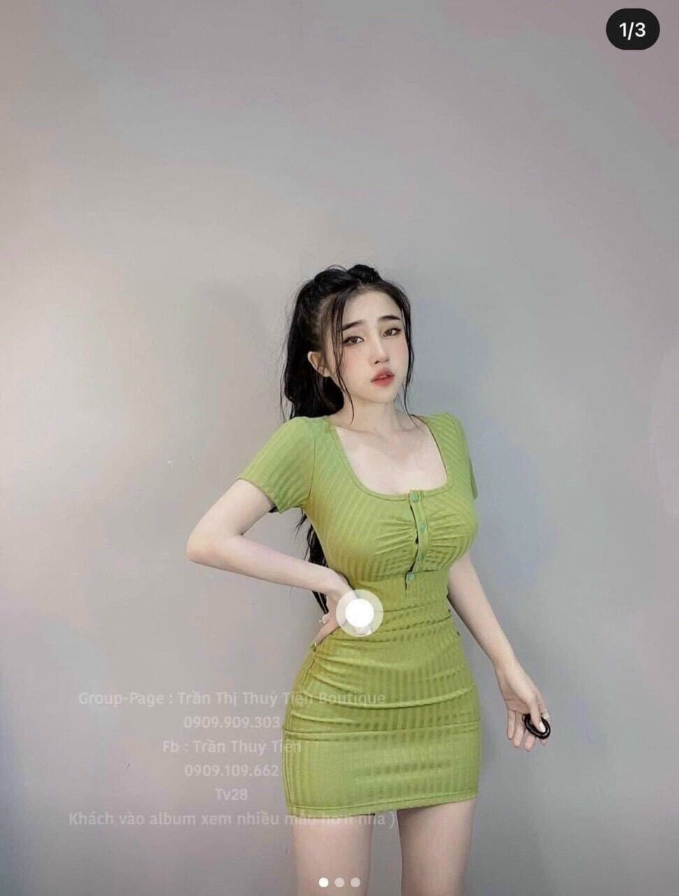 Váy body nút trơn chất thun gân ôm body tôn dáng cực kì ạ