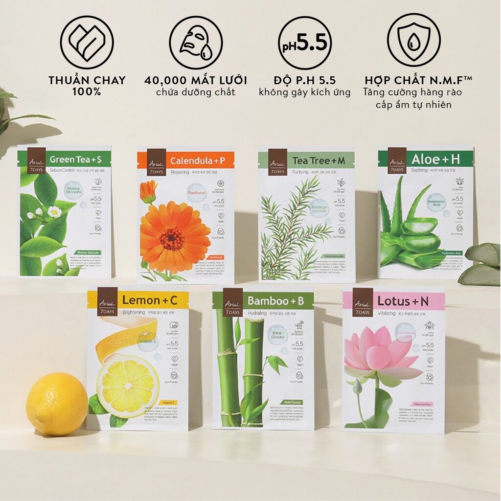 Combo 4 mặt nạ ARIUL 7 DAYS dưỡng sáng da