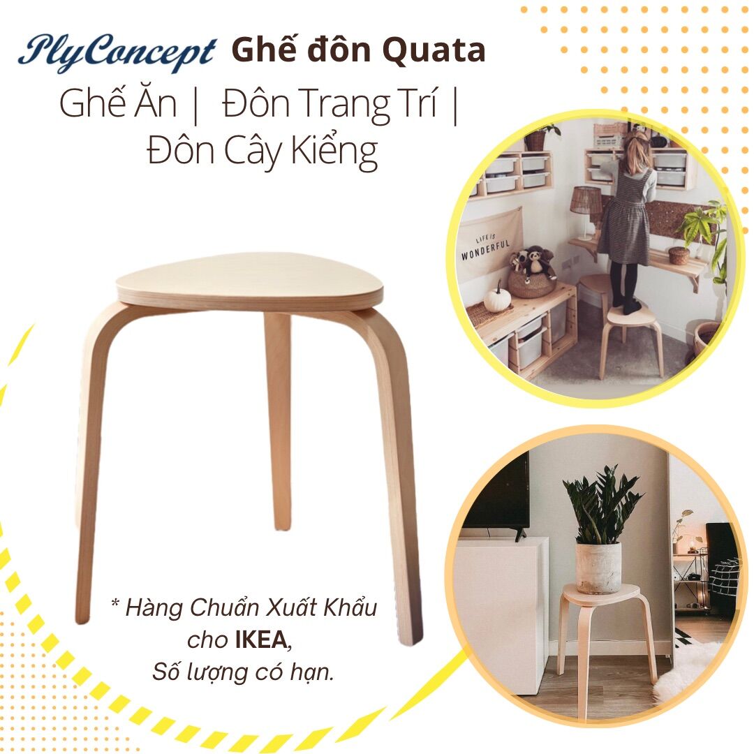 Ghế đôn gỗ uốn cong PlyConcept Quata Chair - Plywood cao su.