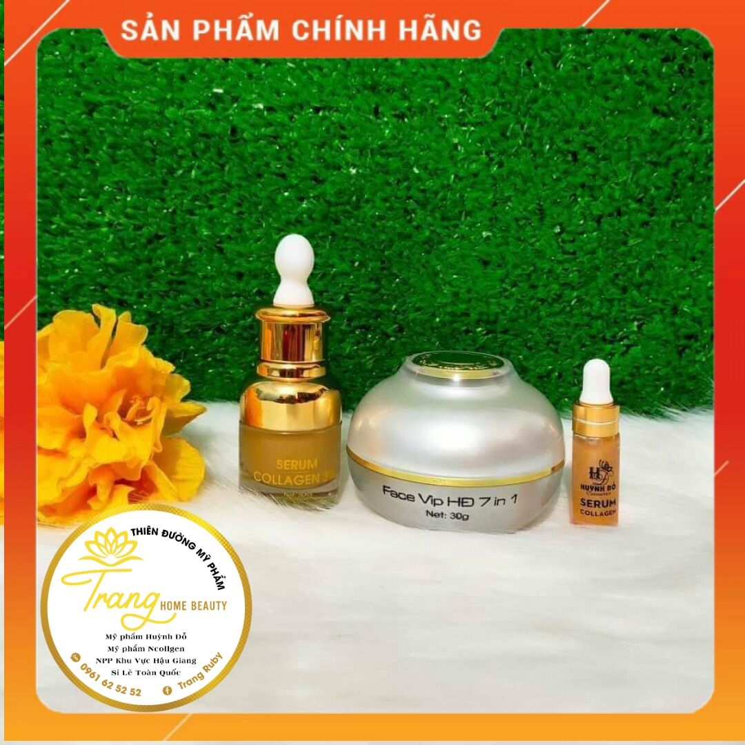 Combo kem face vip 7 in1 và serum collagen 3w Huỳnh Đỗ