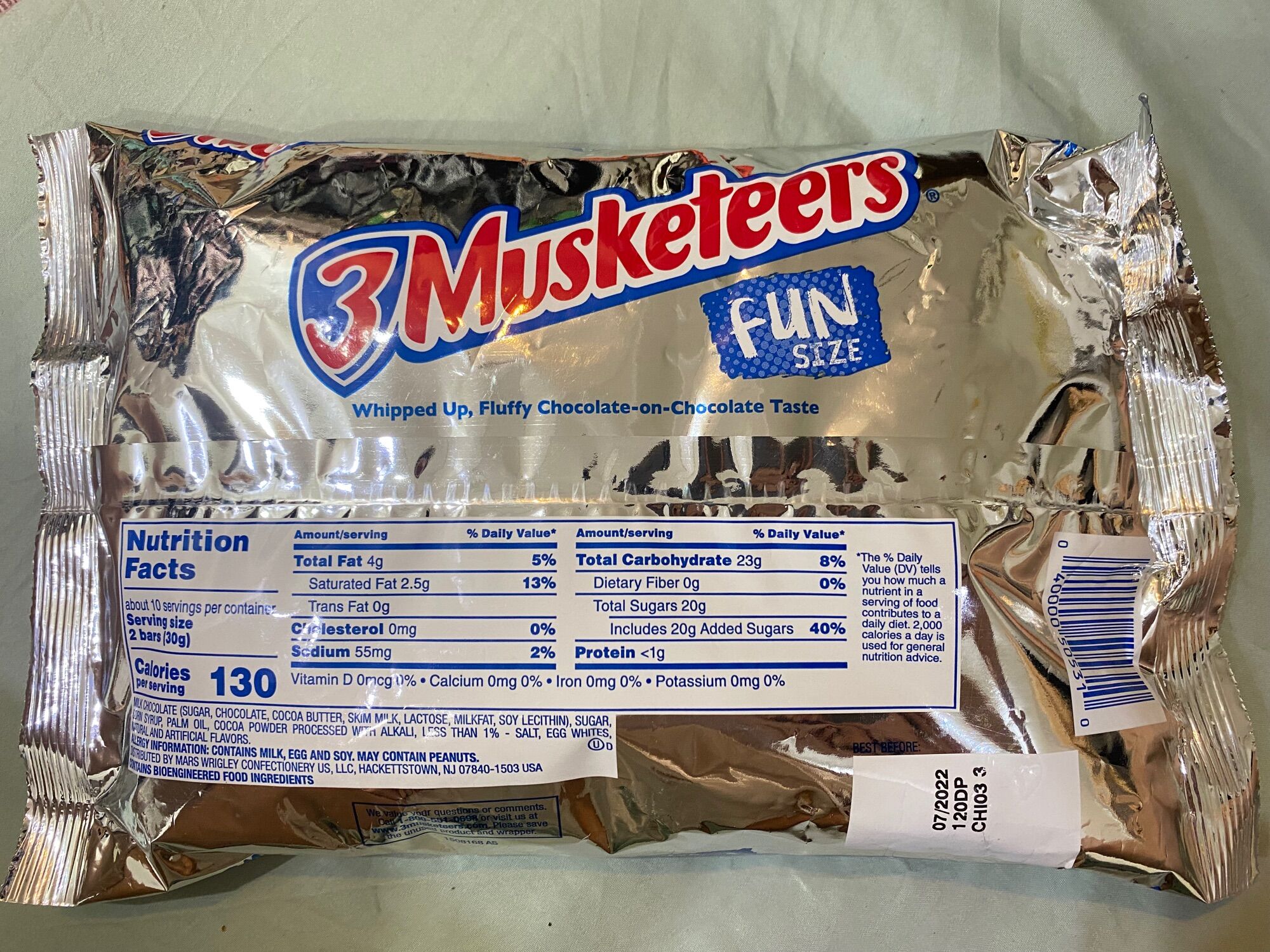 Chocolate 3 Musketeers fun size ,297g