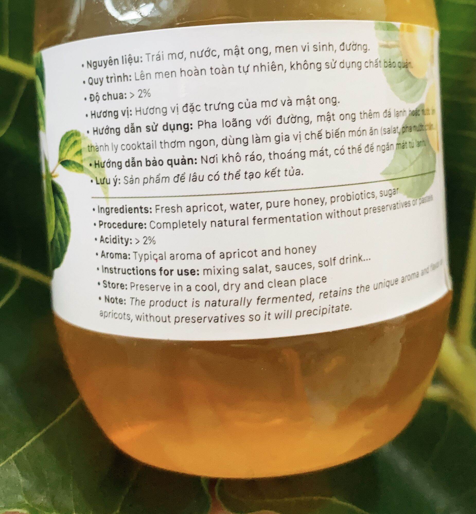 Giấm (dấm) mơ Kim Ngân (Lục Ngạn, Bắc Giang) chai 500ml
