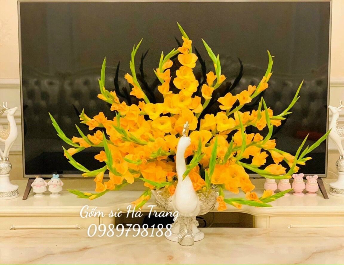 Chim công trang trí decor bày hoa quả cắm hoa