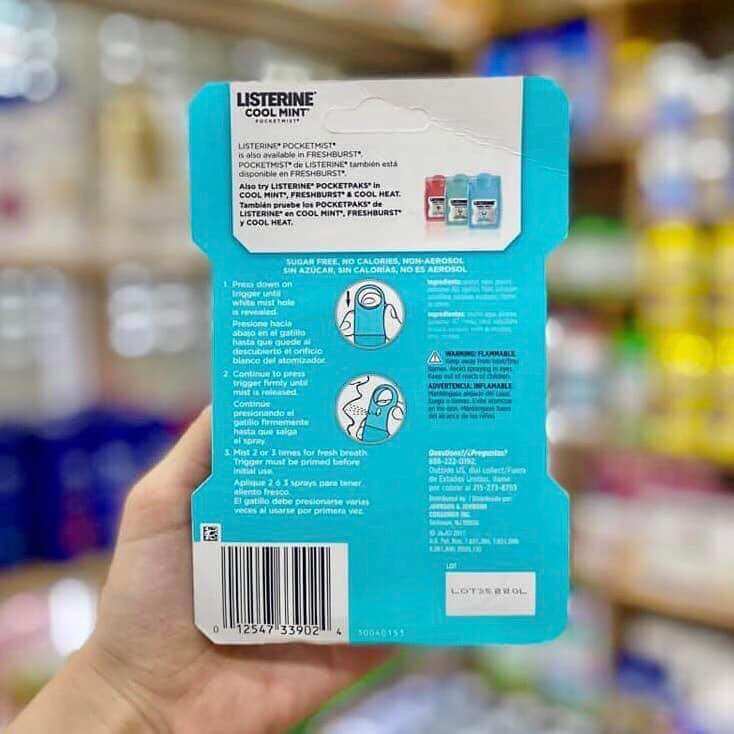 Set 2 chai xịt thơm miệng listerine mỹ
