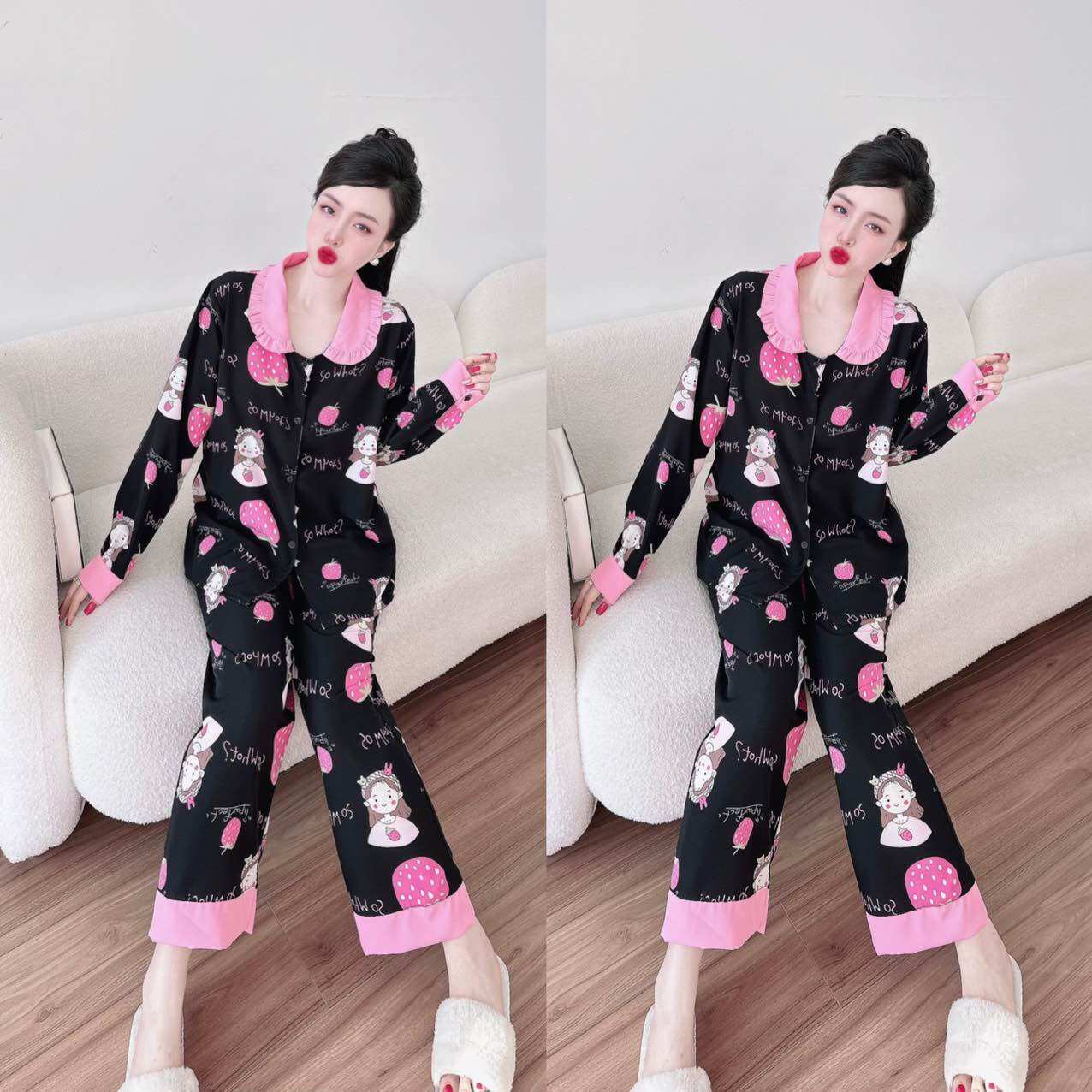 Đồ bộ Lụa Nhật phối ren 3 size 50-100kg bigsize chất mát Y