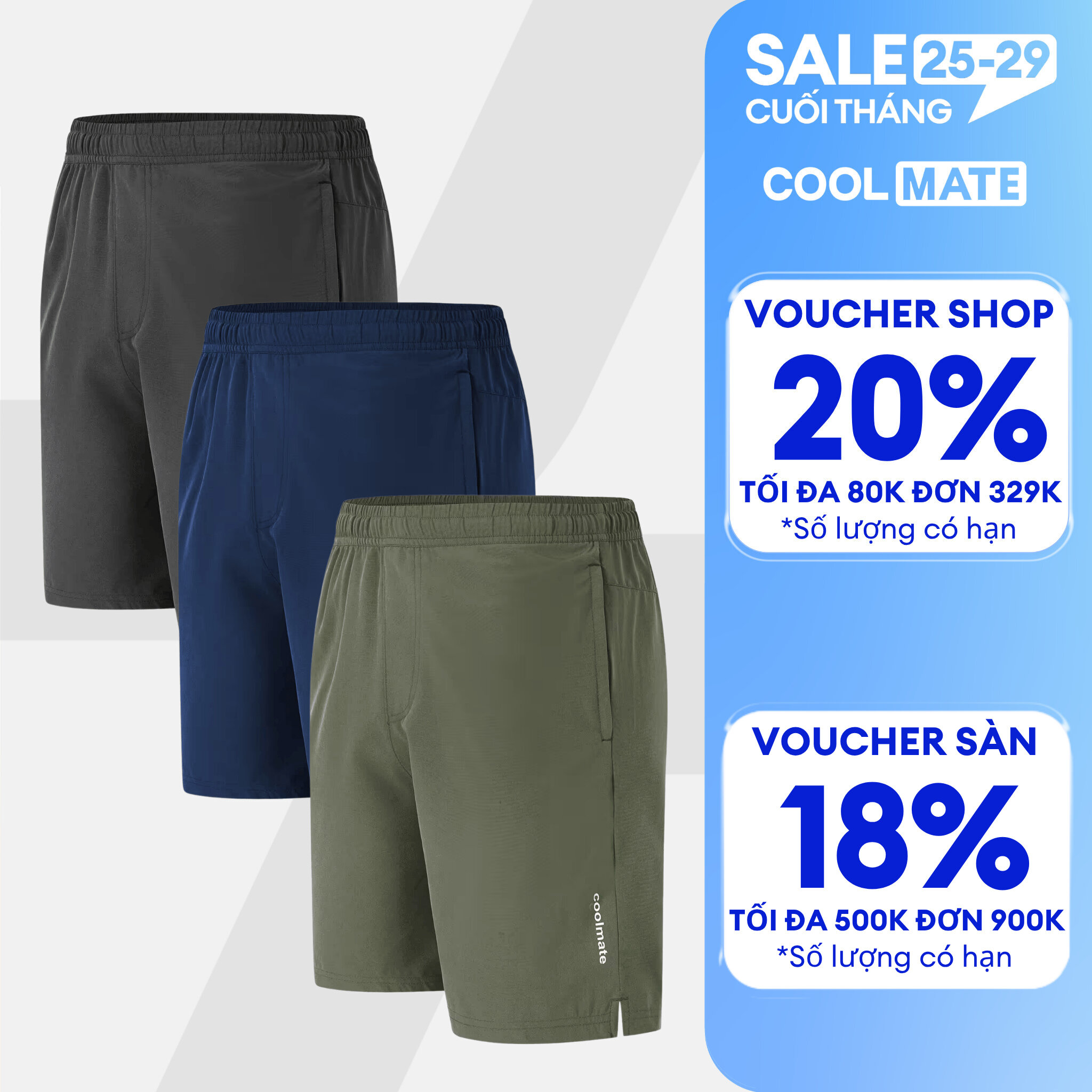 Combo 3 Quần Short thể thao Ultra Short 7inch thoáng khí, thoải mái vận động - Coolmate