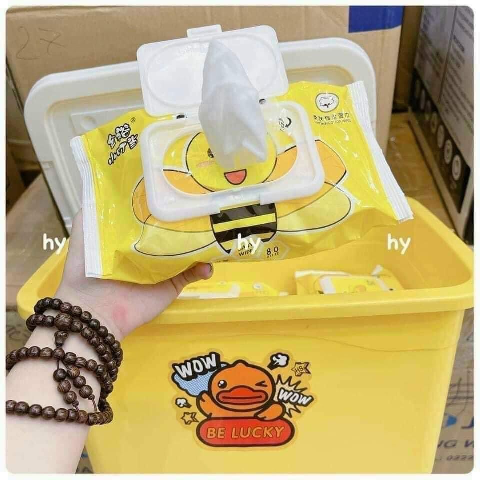 [KÈM THÙNG NHỰA] KHĂN GIẤY ƯỚT ONG VÀNG 10 BỊCH SIÊU ĐÁNG YÊU