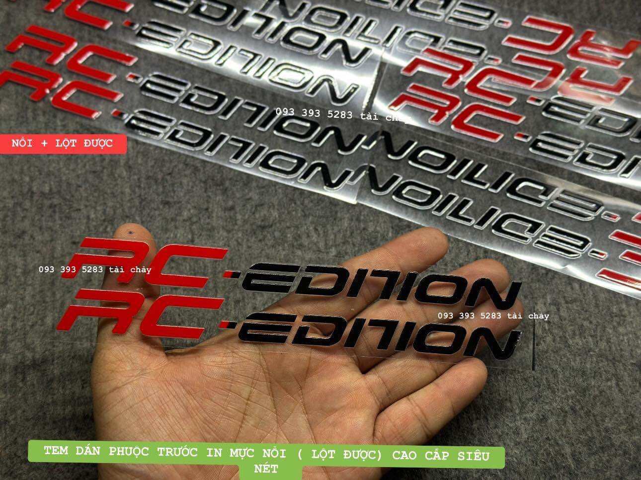 [ 1 CẶP ] TEM DECAL RC-EDITION ĐỎ ĐEN DÀI 18 CM DÁN TRANGTRI XE
