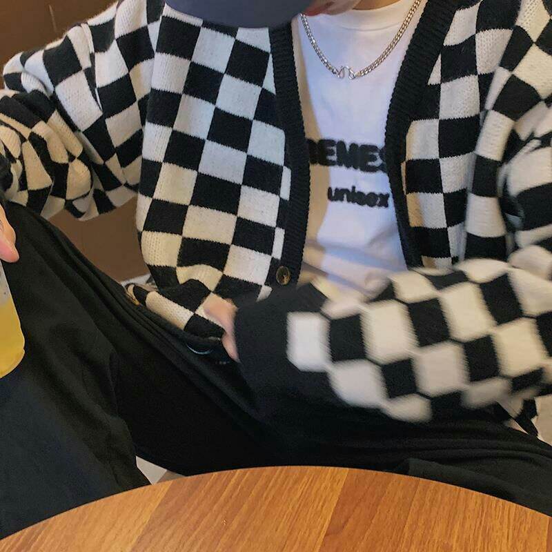 Áo Len Cardigan Nam Kẻ Caro
