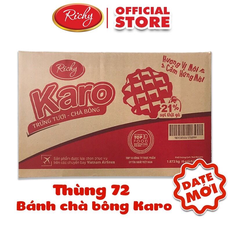 THÙNG 72 CÁI BÁNH KARO TƯƠI CHÀ BÔNG RICHY