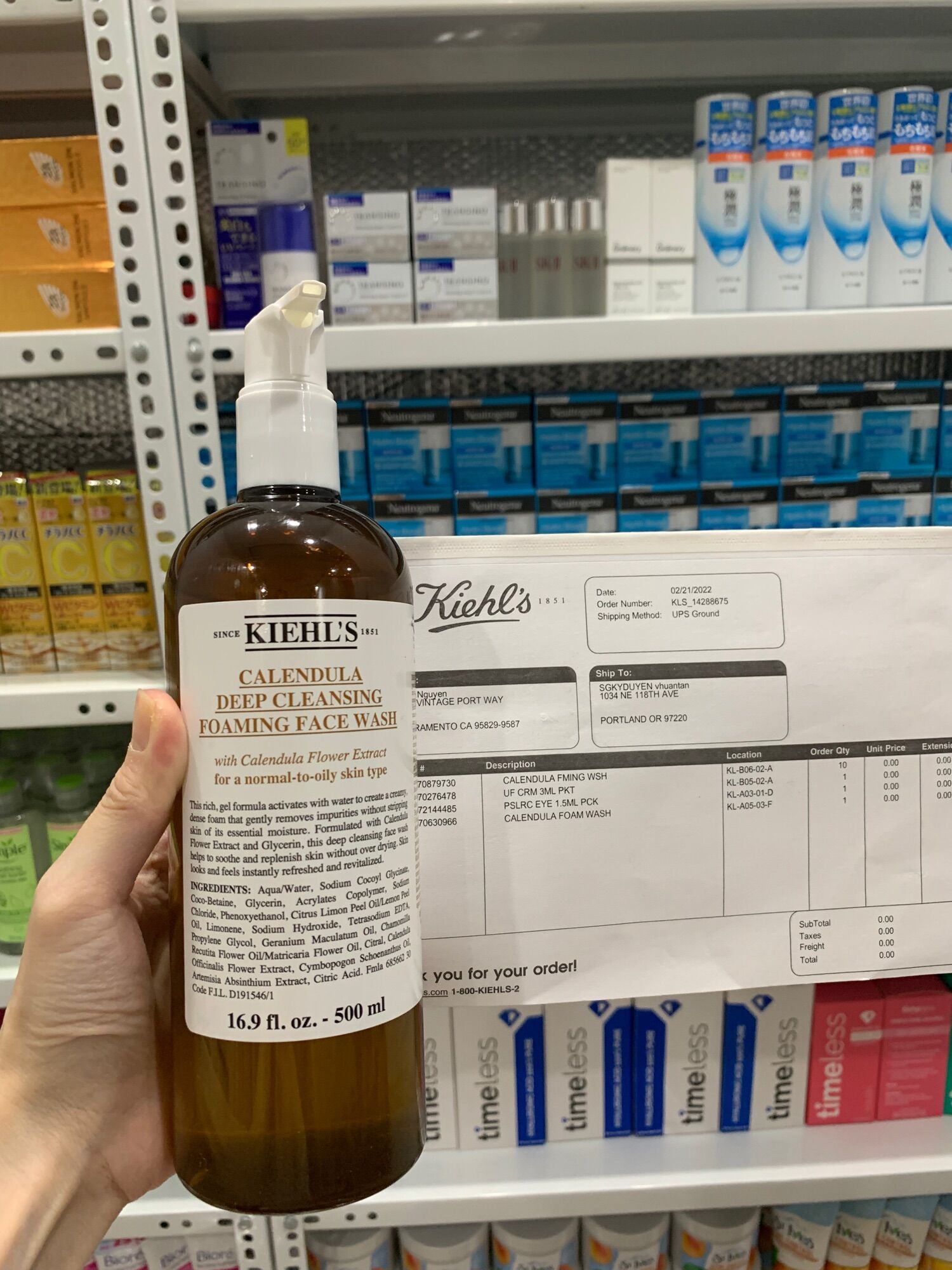 Sữa rửa mặt kiehl's hoa cúc, bill mỹ