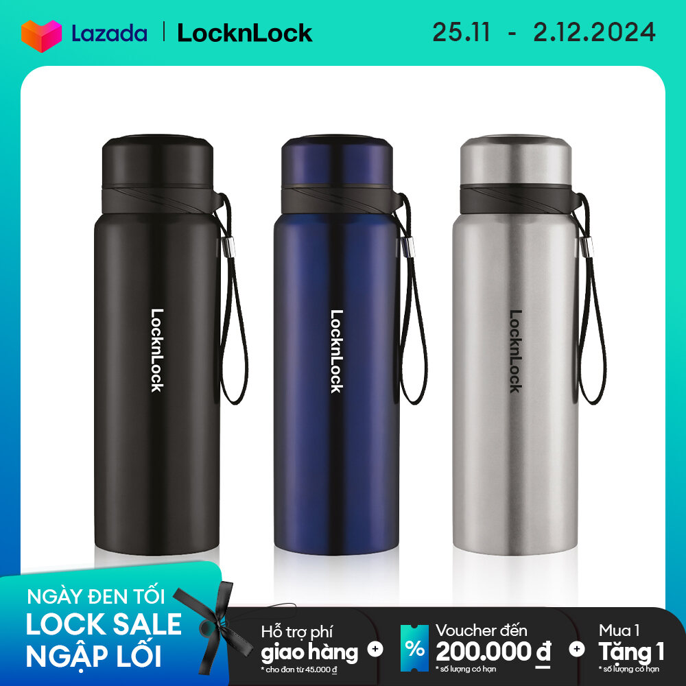 LHC6180 - Bình giữ nhiệt Lock&Lock Vacuum Bottle 800ml Thép không gỉ - Có dây xách, nhỏ gọn, giữ nhi