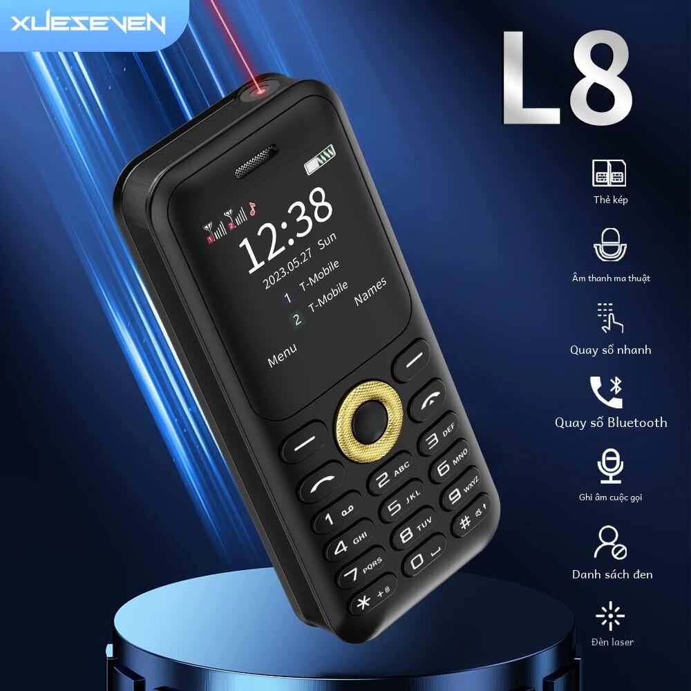 XUESEVEN L8 Mini Laser Điện Thoại Di Động 2G GSM Dual SIM Đồ Chơi Mèo Thẻ Trực Quan Trình Diễn Công Cụ Với Magic Giọng Nói Bluetooth Mặt Số Tính Năng