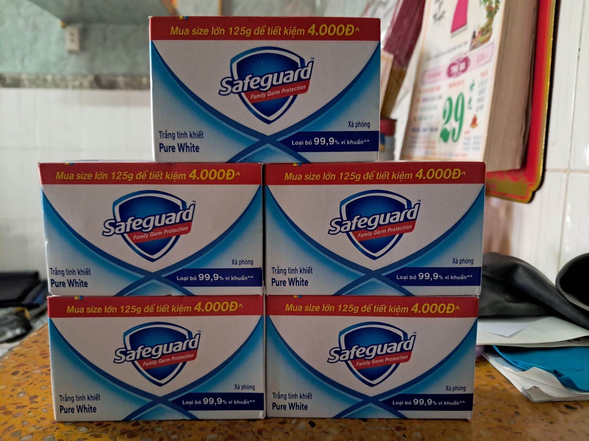 Xà bông cục safeguard 125g lốc 5 cục