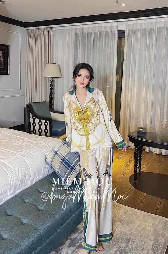 Đồ bộ mặc nhà , Pyjama Lụa Thiết Kế QC Mẫu Siêu Hot
