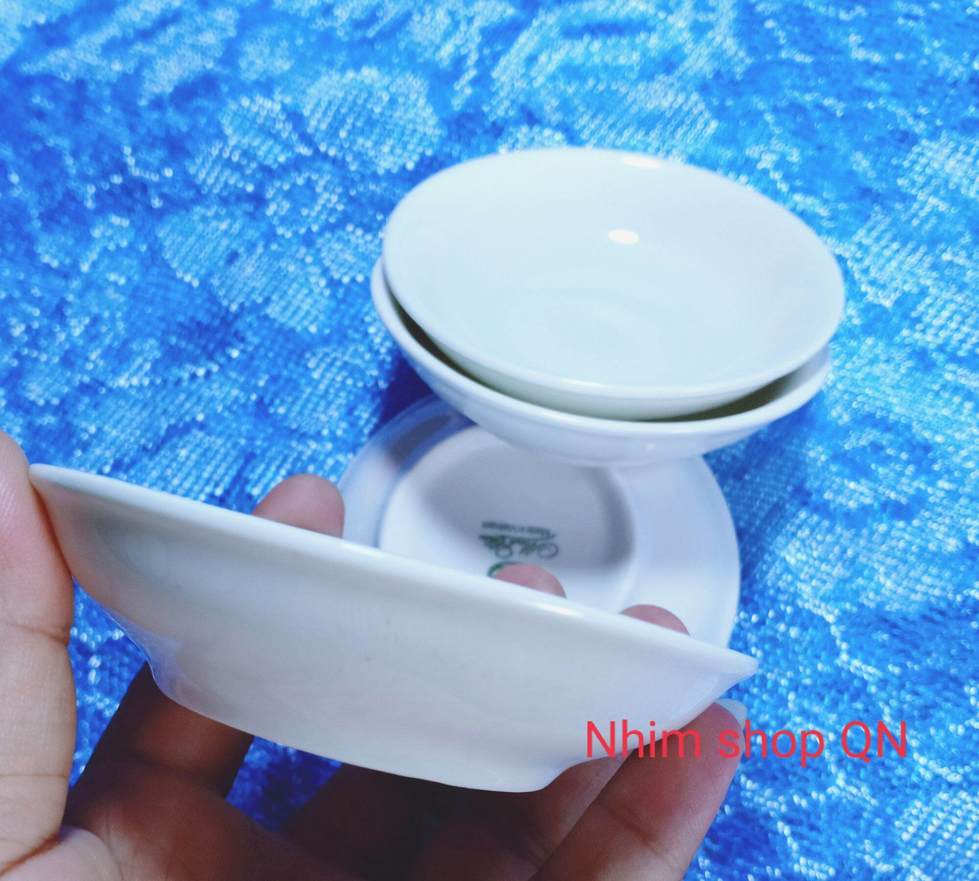 Đĩa tiêu, chén chấm sứ trắng cao cấp Minh Châu