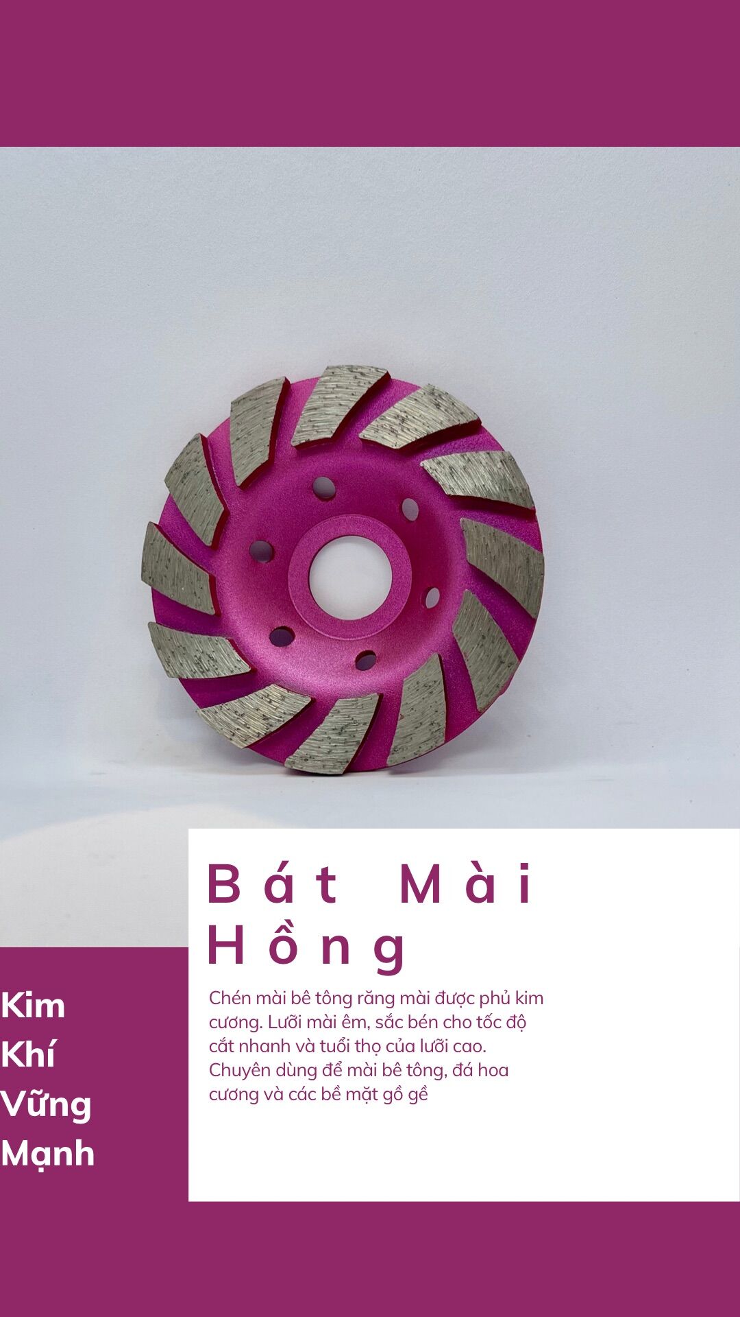 Bát mài bê tông ⚡ cam kết chất lượng ⚡ đá mài màu hồng hàng xịn từ 100mm-180mm