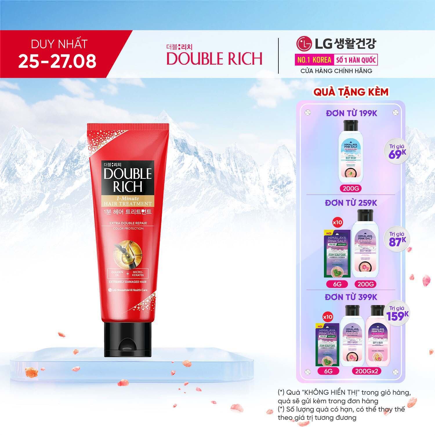 Kem xả 1 phút Double Rich giúp tóc chắc khỏe bóng mượt