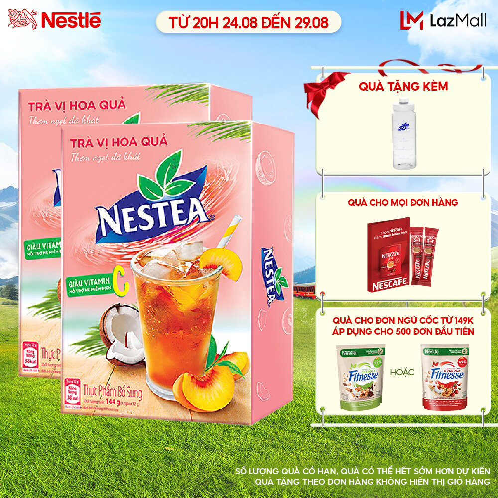 Combo 2 hộp trà nestea vị hoa quả hộp 12 gói x 12 g