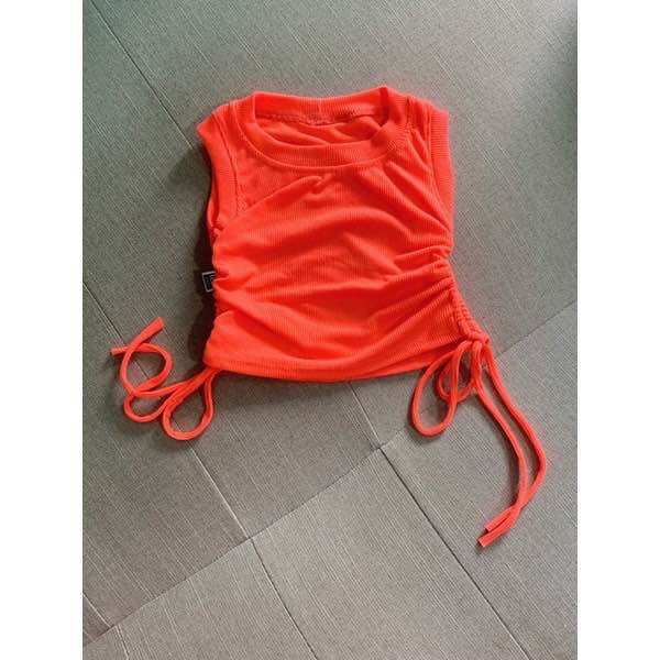Áo thun ba lỗ rút eo bé gái