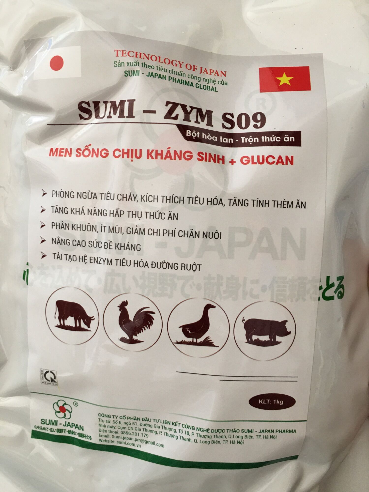 Men sống chịu kháng sinh, men tiêu hoá 1kg/gói