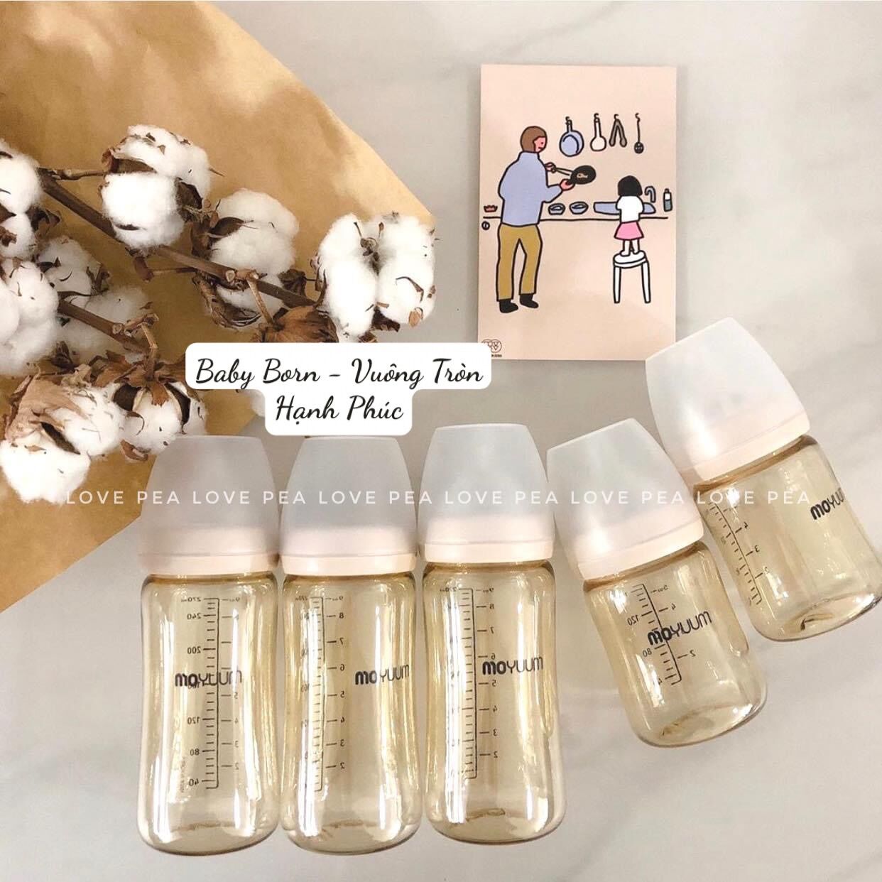 - bình sữa moyumm ppsu cổ rộng cho bé sơ sinh-núm mềm 170ml 270ml
