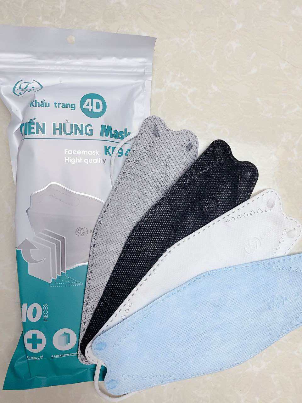 Sỉ 300 chiếc khẩu trang y tế KF94 (4d) Tiến Hùng