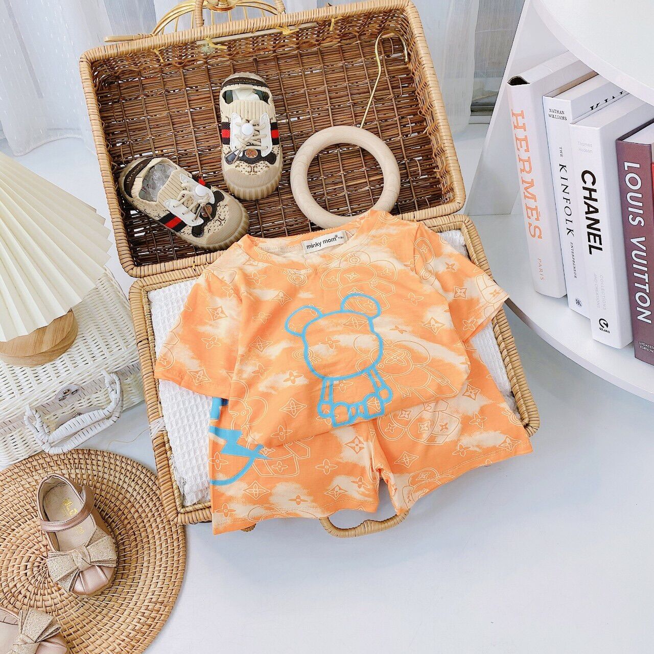 Bộ cộc tay thun lạnh minky cho bé