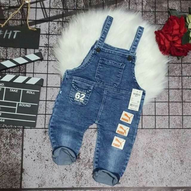 Yếm jean dài cho bé trái /gái chất co giãn