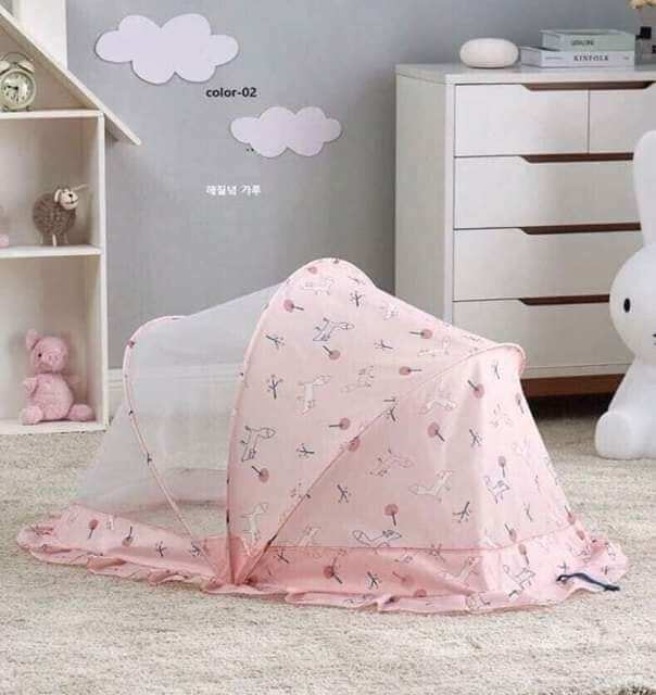 Màn gấp gọn tự bung _ mùng chụp chống muỗi cho bé.