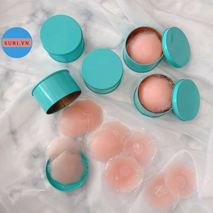 Miếng dán ti silicon hoa hồng hộp xanh tái sử dụng nhiều lần