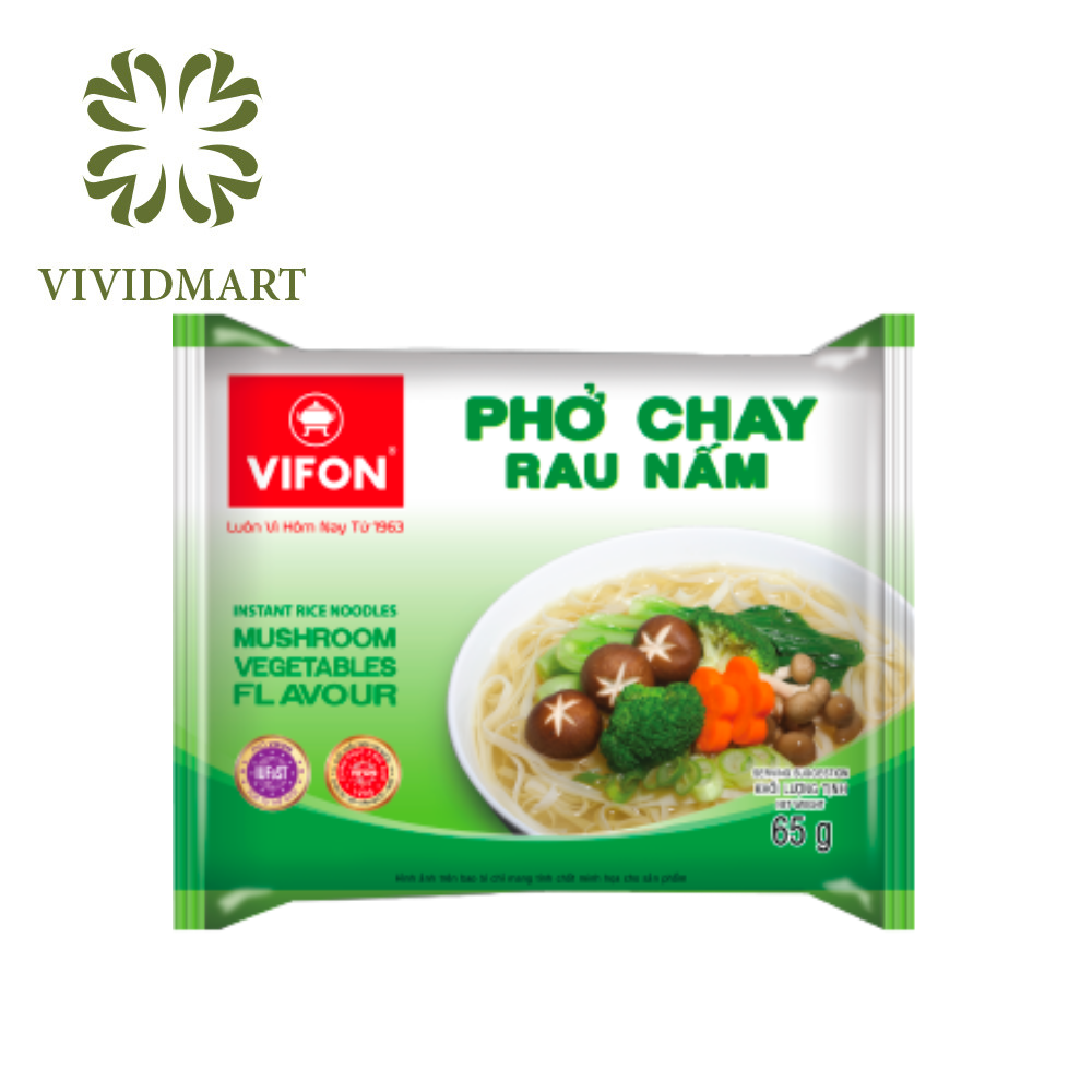 [1 PACKAGE] - VIFON - INSTANT RICE NOODLES 3 FLAVOURS: BEEF FLAVOUR, CHICKEN FLAVOUR, MUSHROOM VEGETABLES FLAVOUR (65G/PACKAGE)