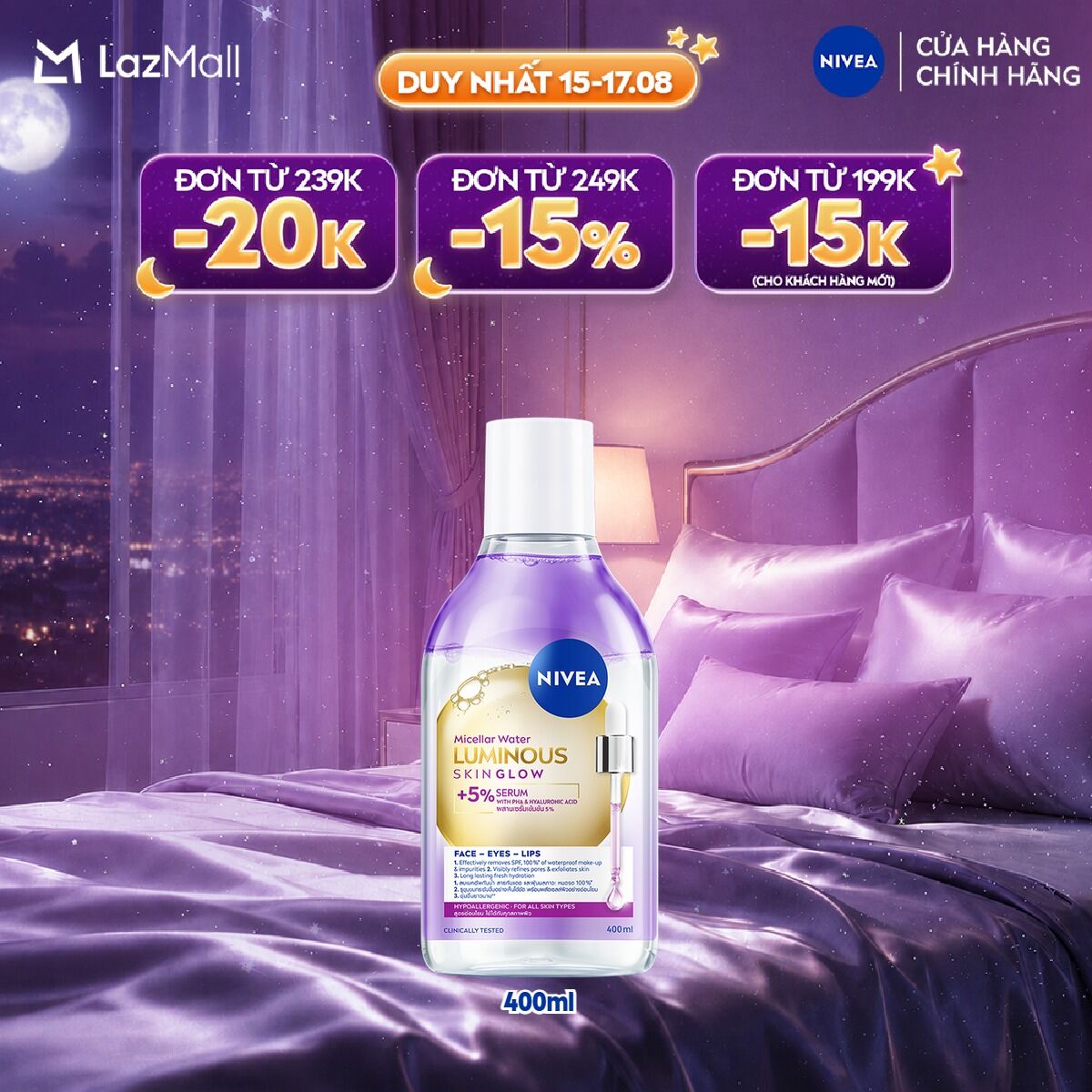 Nước Tẩy Trang NIVEA Luminous Skin Glow Sáng Da (400ml) - 99403