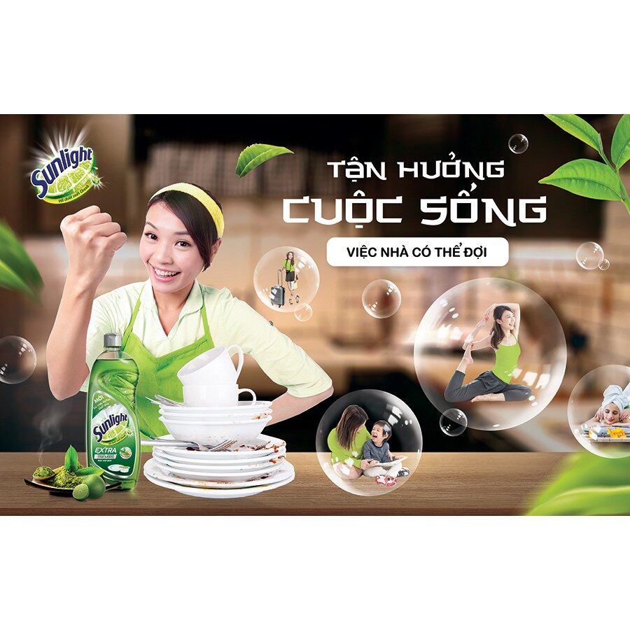Nước Rửa Chén Sunlight Matcha Trà Nhật Chai 750ml