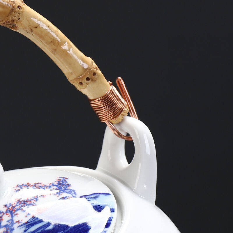 Large Capacity Ceramic Teapot Loop-Handled Teapot Kettle Teapot 1000 Jingdezhen High Grade and White Porcelain Restaurant Teapot