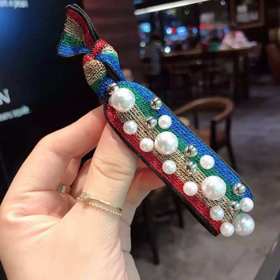 🔥 Set 5 Sợi Dây cột Tóc Sắc Cầu Vòng hạt Ngọc
