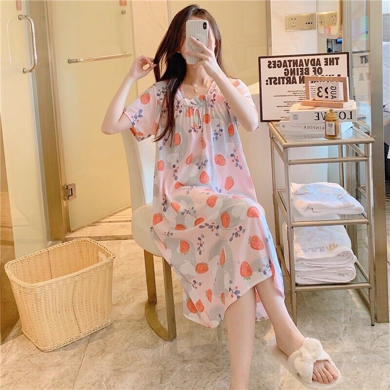 (Mới) Váy mặc nhà, váy bầu lanh lụa cực nhẹ mát, mềm mịn