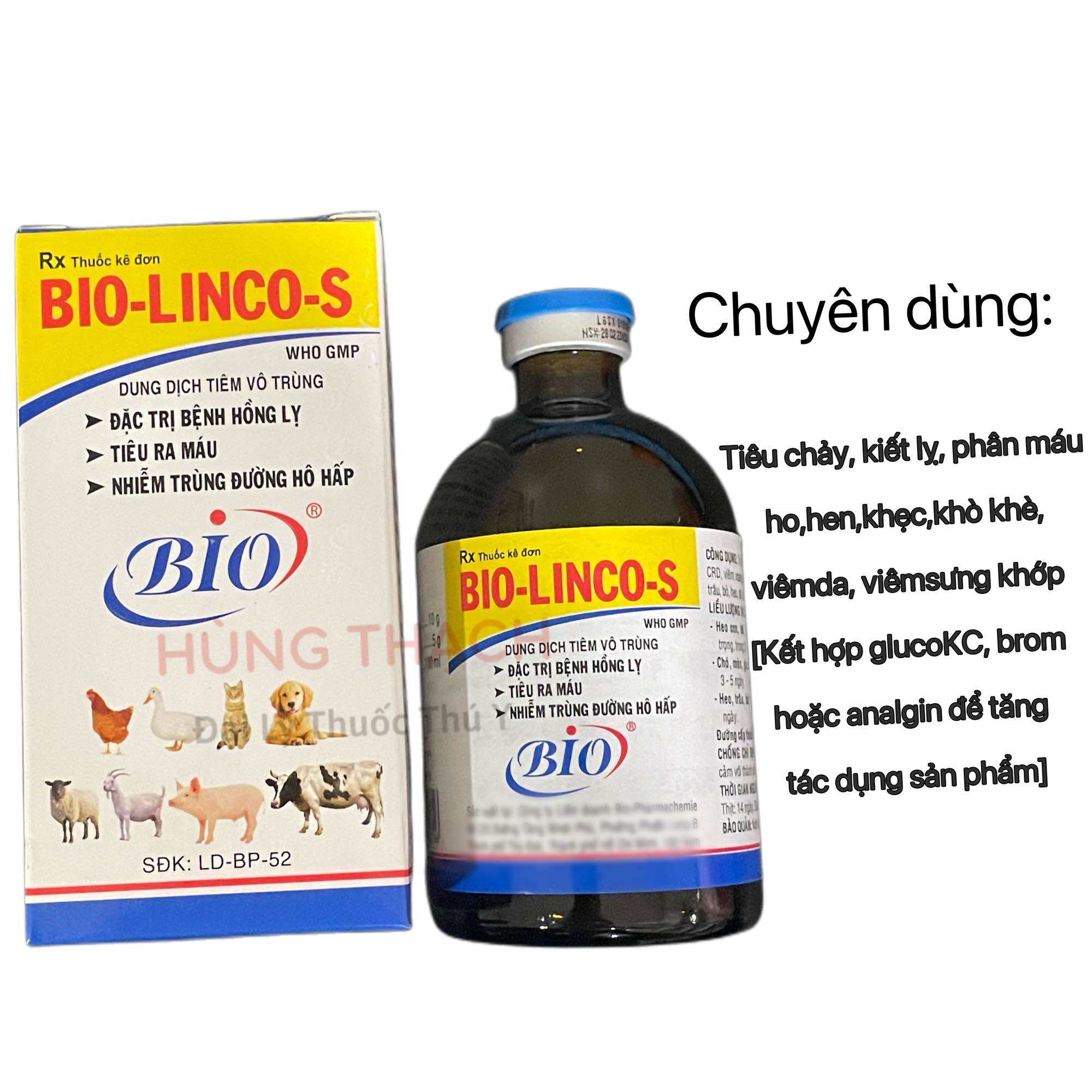 Bio Linco S 100ml khòkhèhohentiu chảy GàChóMèo gia súc. chăm sóc thú cưng