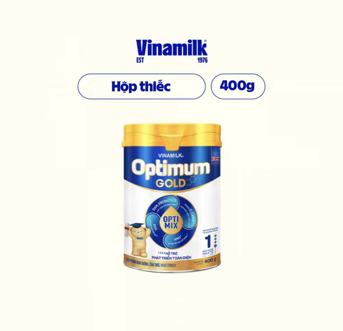( Combo 2 lon 400g ) Hộp Sữa bột Vinamilk Optimum Gold 1 - Hộp thiếc 400g (cho bé từ 0 - 6 tháng tuổ
