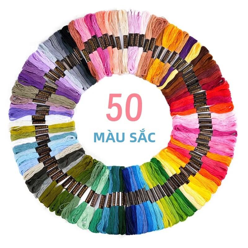 50/200 Cuộn Chỉ Thêu Nhiều Màu Chỉ Thêu Chữ Thập Chỉ Polyester/cotton Cuộn Chỉ May Dụng Cụ Thủ Công DIY Dùng Cho Thêu Chữ Thập & Thêu Tay