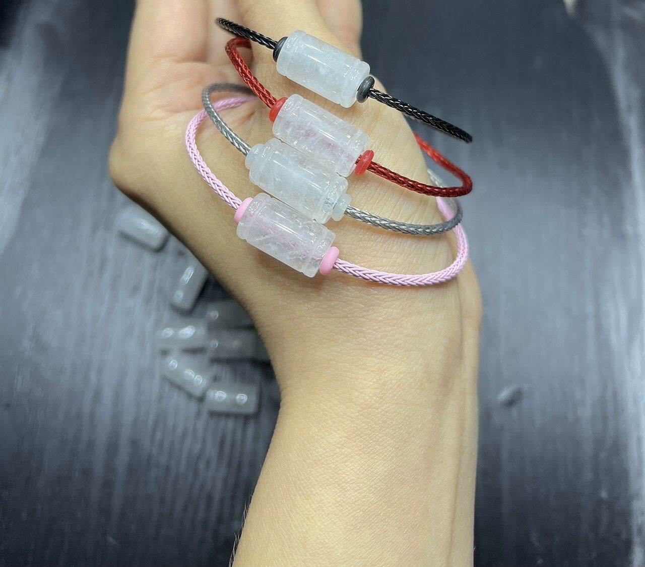 Vòng tay lu thống thạch anh trắng vân mây