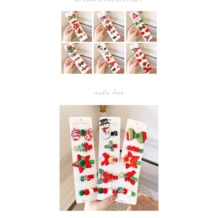 Sét 5 kẹp tóc Giáng Sinh NOEL cho bé