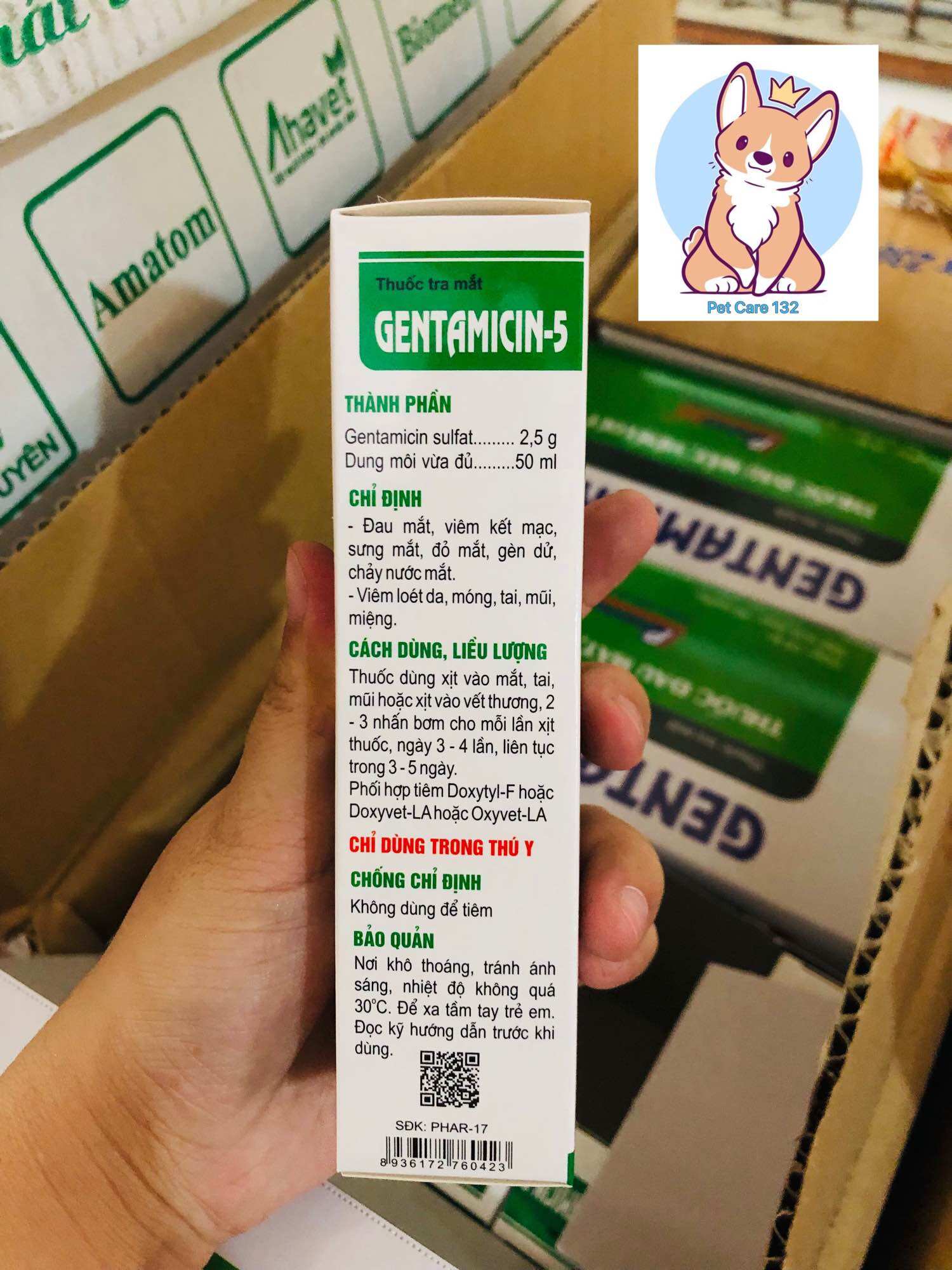 Xịt mắt cho gà Gentamicin-5 chai 50ml.