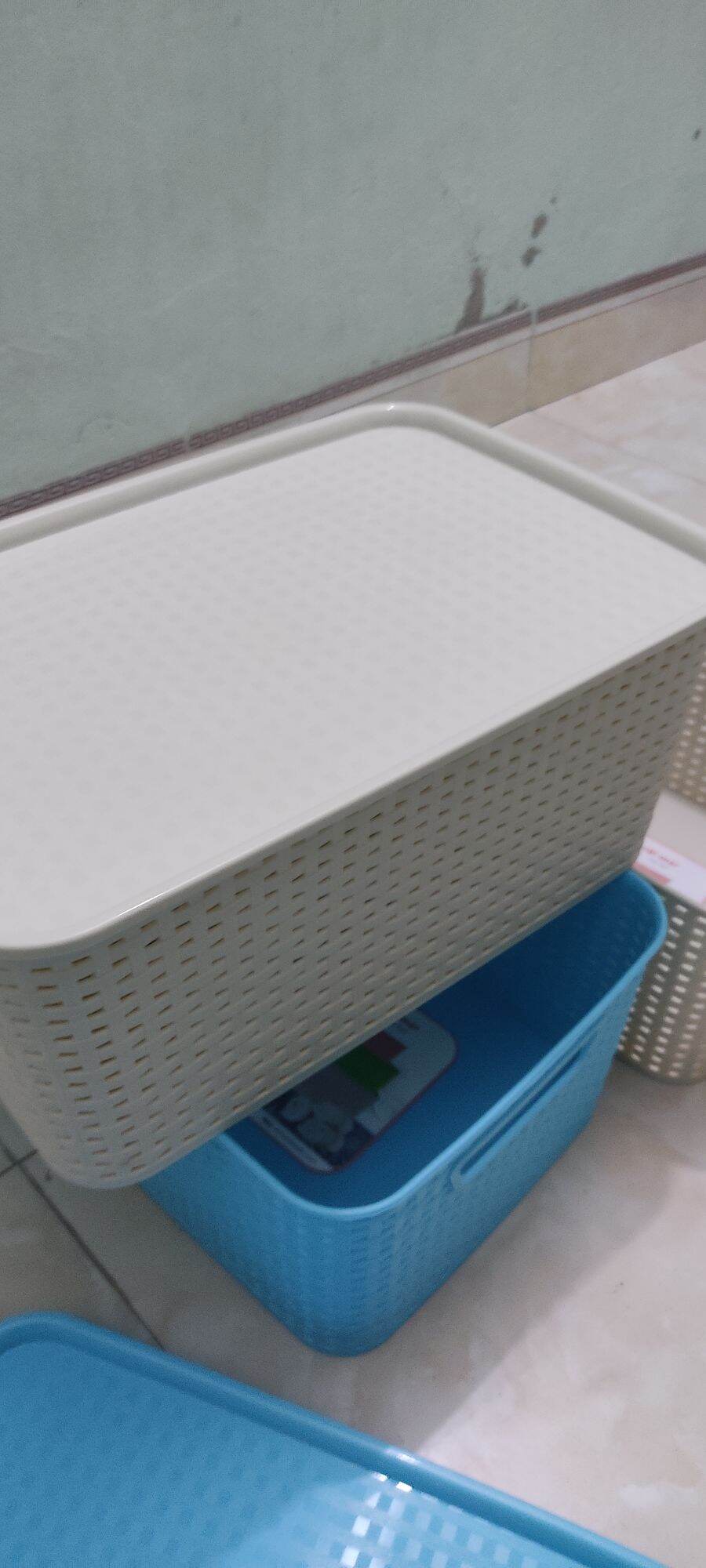 RỔ ĐAN GIẢ MÂY CÓ NẮP ĐẬY Kích thước 39 *29.5 *22 cm