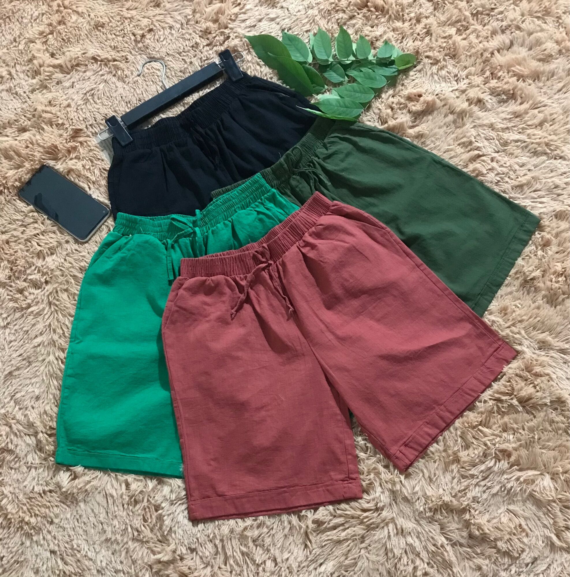 Quần sóc thô kaki co giãn nhẹ